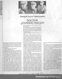 Doctor ¿cuándo nació? Noticias, nº 44. Santiago, mayo 1981