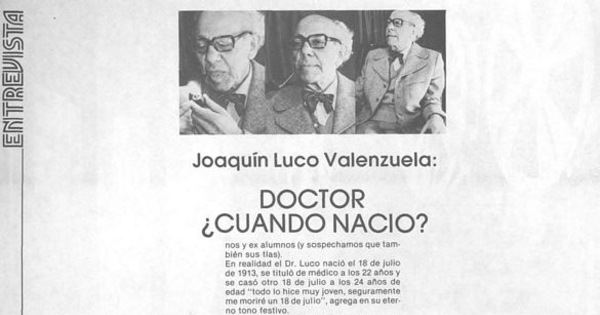 Doctor ¿cuándo nació? Noticias, nº 44. Santiago, mayo 1981