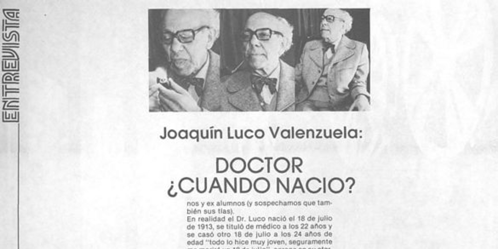 Doctor ¿cuándo nació? Noticias, nº 44. Santiago, mayo 1981