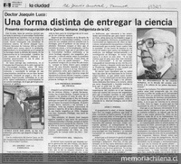 Una forma distinta de entregar la ciencia. El Diario Austral, Temuco, 9 de noviembre de 1983.