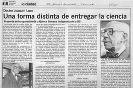 Una forma distinta de entregar la ciencia. El Diario Austral, Temuco, 9 de noviembre de 1983.
