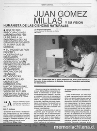 Juan Gómez Millas y su visión humanista de las ciencias naturales