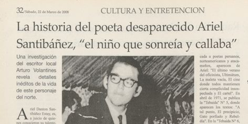 La historia del poeta desaparecido Ariel Santibáñez, "el niño que sonreía y callaba"
