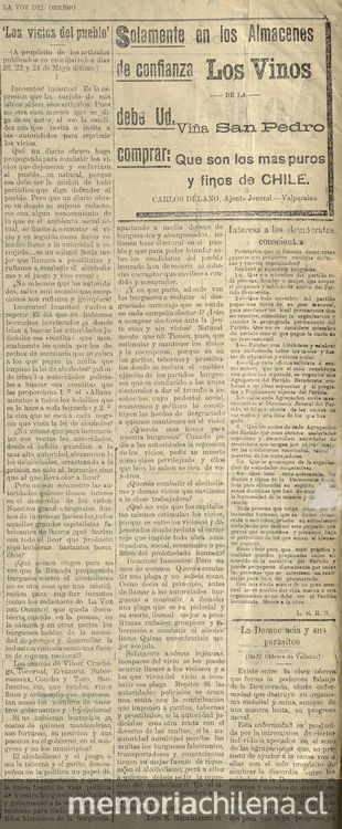 Los vicios del Pueblo, 2 de julio 1909.
