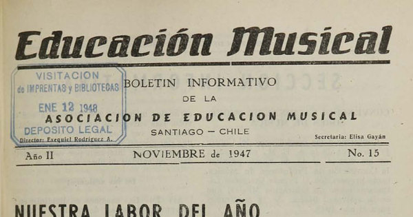 Educación musical: año II, número 15, noviembre de 1947