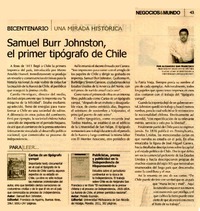 Samuel Burr Johnston, el primer tipógrafo de Chile  [artículo] Alejandro San Francisco.