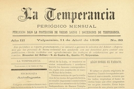 La temperancia Año 3: nº33, 11 de abril de 1895
