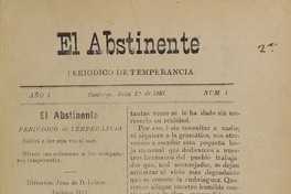 El Abstinente Año I: nº1, 1 de julio de 1897
