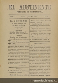 El Abstinente Año I: nº2, 1 de agosto de 1897