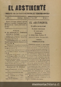 El Abstinente Año I: nº3, 1 de septiembre de 1897