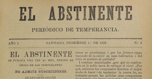 El Abstinente Año I: nº6, 1 de diciembre de 1897