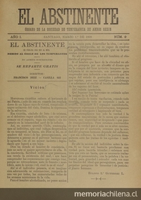 El Abstinente Año I: nº9, 1 de marzo de 1898