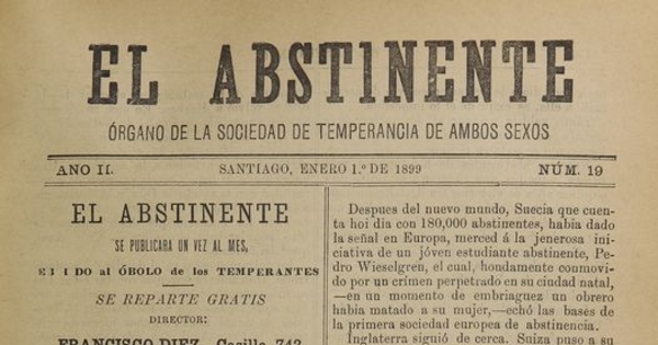 El Abstinente Año II: nº19, 1 de enero de 1899