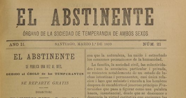 El Abstinente Año II: nº21, 1 de marzo de 1899