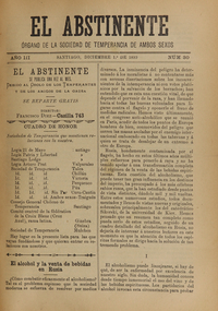 El Abstinente Año III: nº30, 1 de diciembre de 1899