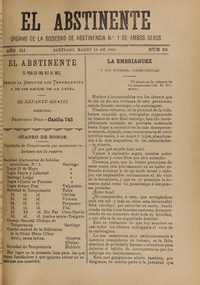 El Abstinente Año III: nº33, 10 de marzo de 1900