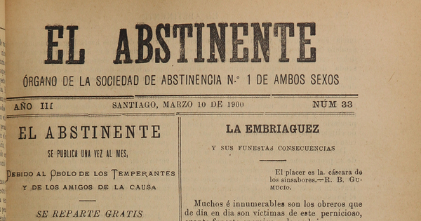 El Abstinente Año III: nº33, 10 de marzo de 1900