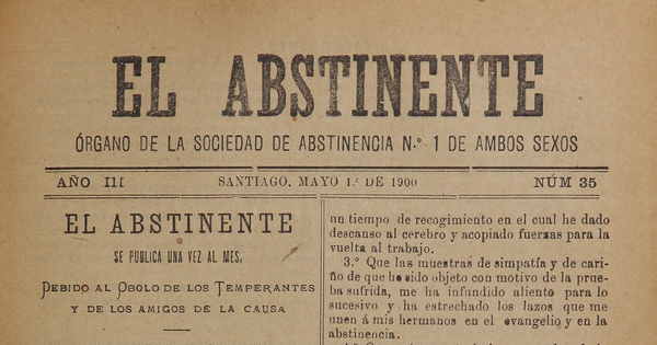 El Abstinente Año III: nº35, 1 de mayo de 1900