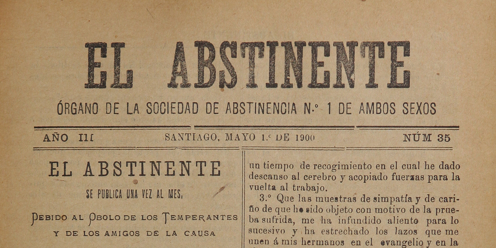 El Abstinente Año III: nº35, 1 de mayo de 1900