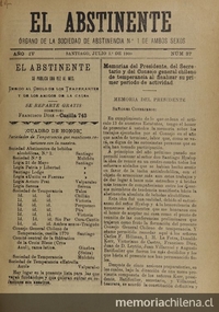 El Abstinente Año IV: nº37, 1 de julio de 1900