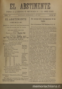 El Abstinente Año IV: nº39, 1 de septiembre de 1900