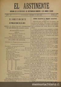 El Abstinente Año IV: nº43, 1 de enero de 1901