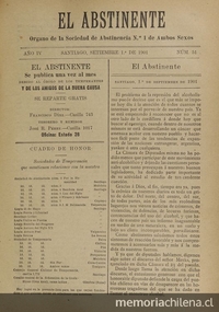 El Abstinente Año V: nº51, 1 de septiembre de 1901