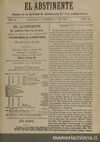 El Abstinente Año V: nº54, 1 de diciembre de 1901