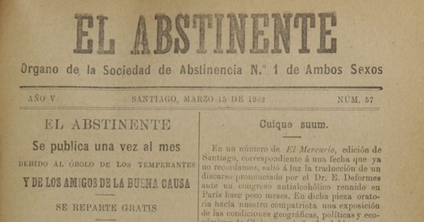 El Abstinente Año V: nº56, 1 de febrero de 1902