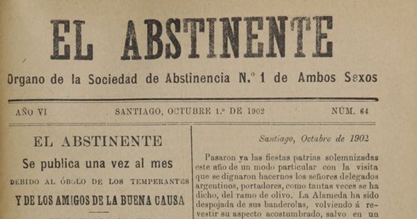 El Abstinente Año VI: nº64, 1 de octubre de 1902