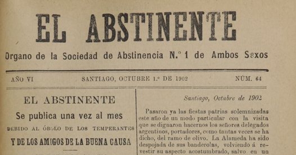 El Abstinente Año VI: nº64, 1 de octubre de 1902