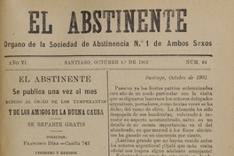 El Abstinente Año VI: nº64, 1 de octubre de 1902