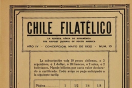 Chile Filatélico, año IV: nº10, mayo de 1932