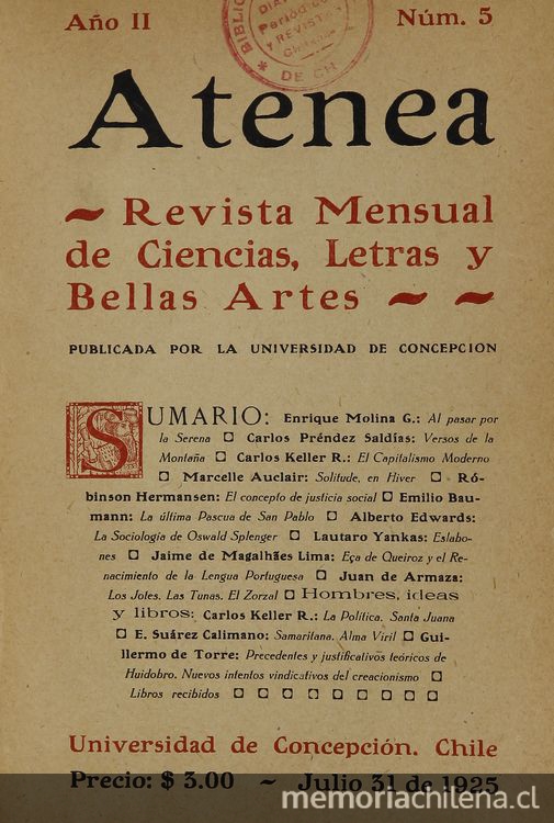 Atenea: año 2, número 5, 31 de julio de 1925