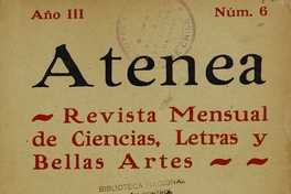 Atenea: año 3, número 6, agosto de 1926
