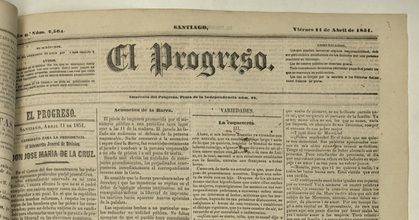 El Progreso. Año 9, número 2564, 11 abril 1851