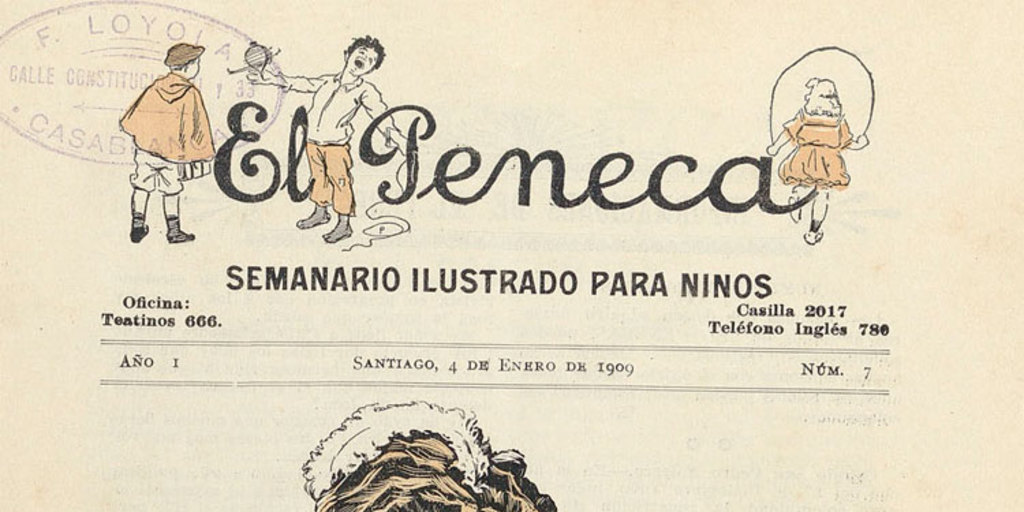 Portada de El Peneca: año 1, número 7, 4 de enero de 1909