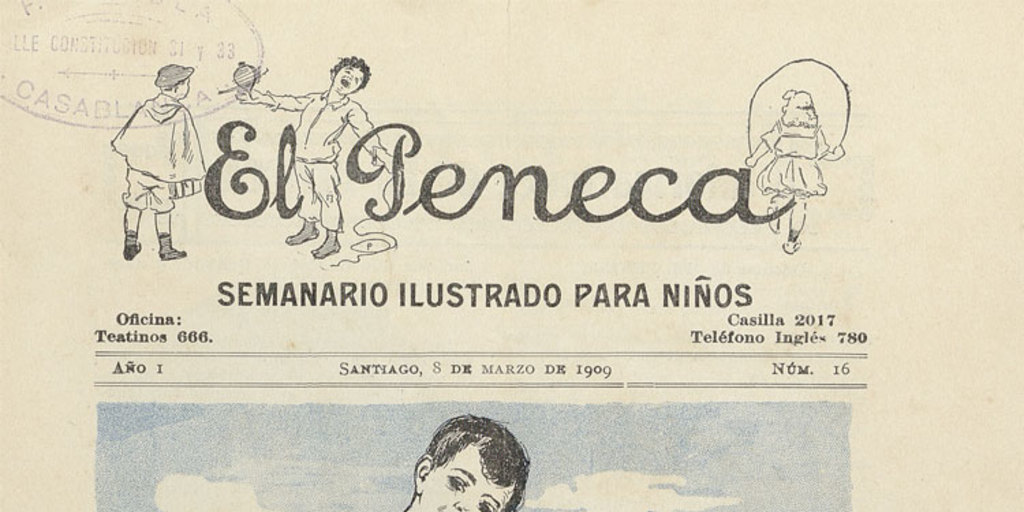 Portada de El Peneca: año 1, número 16, 8 de marzo de 1909