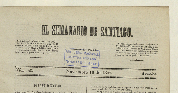 El Semanario de Santiago: número 20, 18 de noviembre de 1842