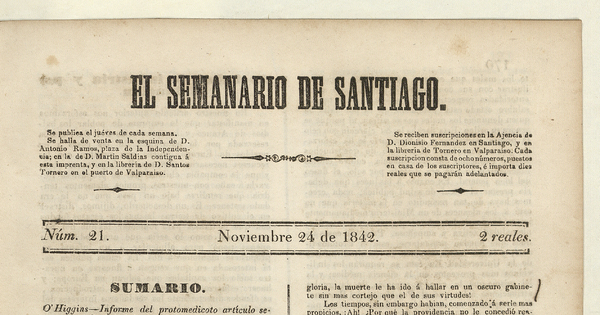 El Semanario de Santiago: número 21, 24 de noviembre de 1842