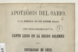 Apoteosis del sabio: (a la memoria de don Andrés Bello)