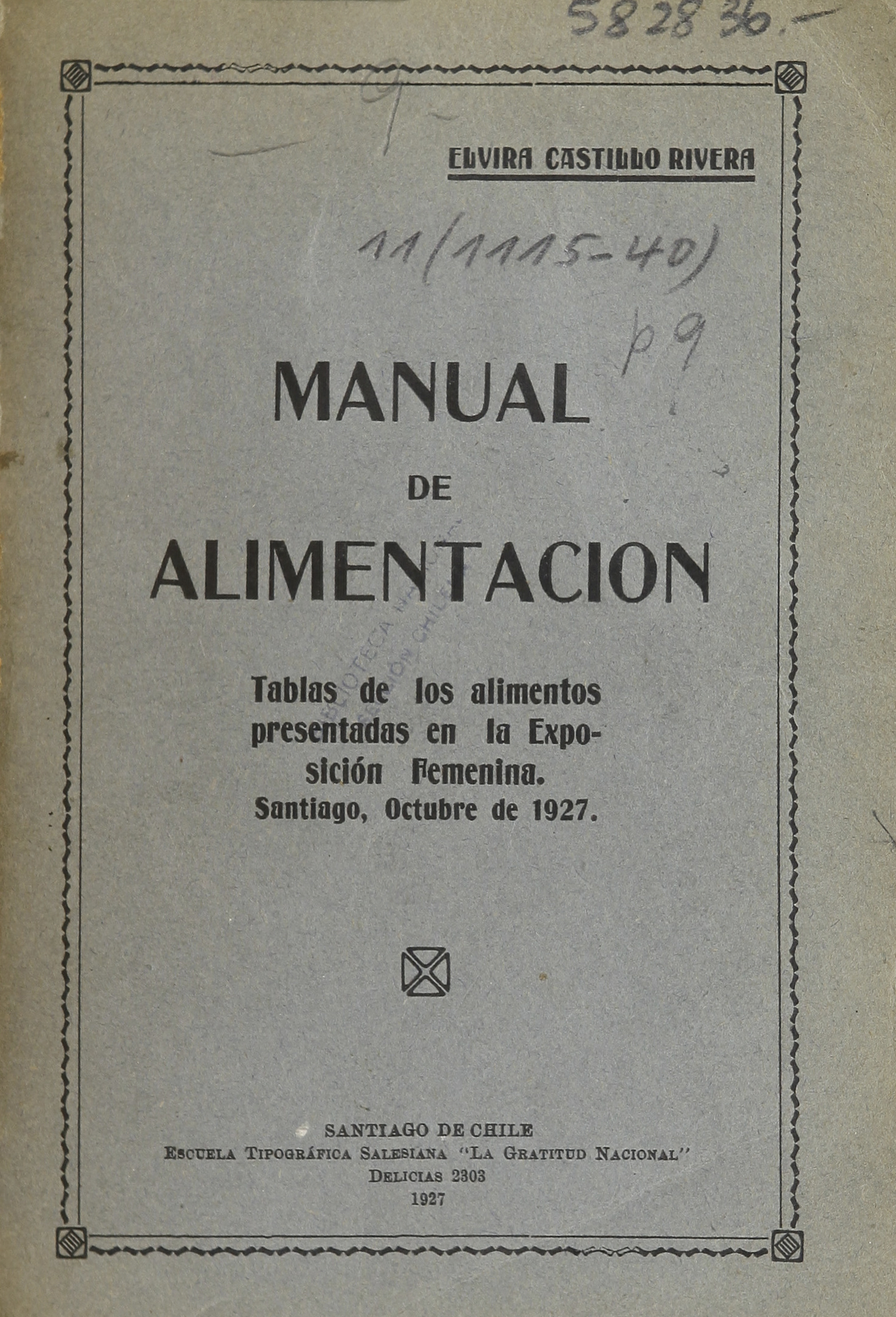 Manual de alimentación: tablas de los alimentos presentadas en la exposición femenina