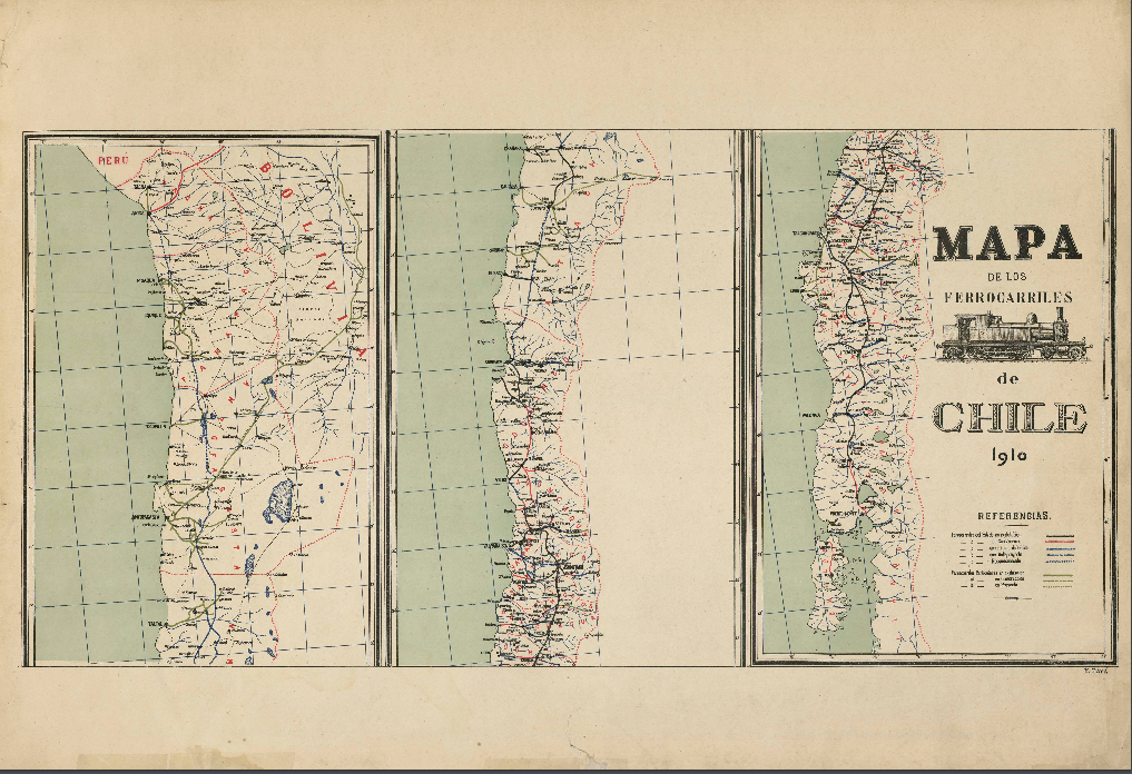 Mapa de los ferrocarriles de Chile [material cartográfico] / por F. Payá (1910)
