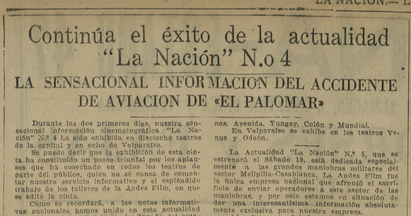Continúa el éxito de la actualidad La Nación Nº4. La sensacional información del accidente de aviación de El Palomar