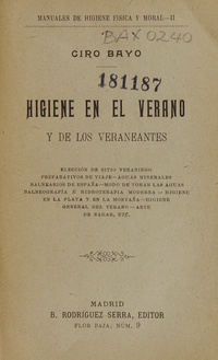 Guía del bañista i del turista /por Dr. P. Espejo G.Santiago de Chile : [s.n.], 1897. 144 p. : [3] h. de lás. ; 17 cm.