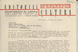 [Carta] 1945 ago. 30, Santiago, Chile [a] Gonzalo Drago[manuscrito] /Nicomedes Guzmán.