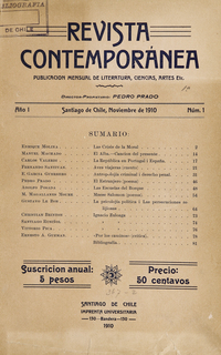 Revista contemporánea. Año 1, número 1, noviembre de 1910