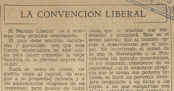 "La Convención Liberal", El Mercurio, Página 4. Santiago, domingo 2 de octubre de 1933.