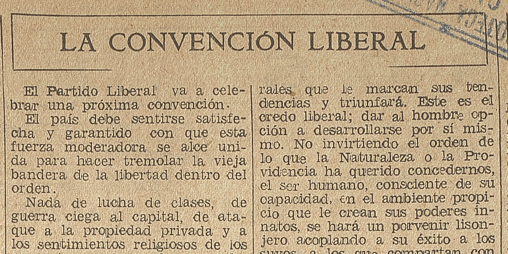 "La Convención Liberal", El Mercurio, Página 4. Santiago, domingo 2 de octubre de 1933.