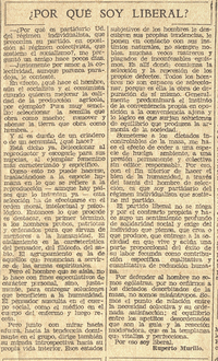 "¿Por qué soy Liberal?" El Mercurio, Santiago, sábado 7 de octubre de 1933.